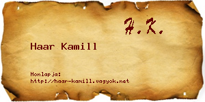 Haar Kamill névjegykártya